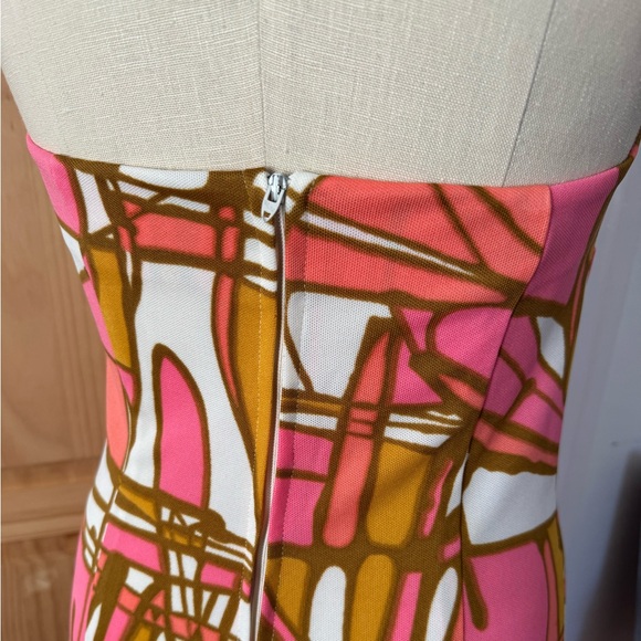 1970s Geometric Print Polyester Halter Maxi Dress - Picture 4 of 8